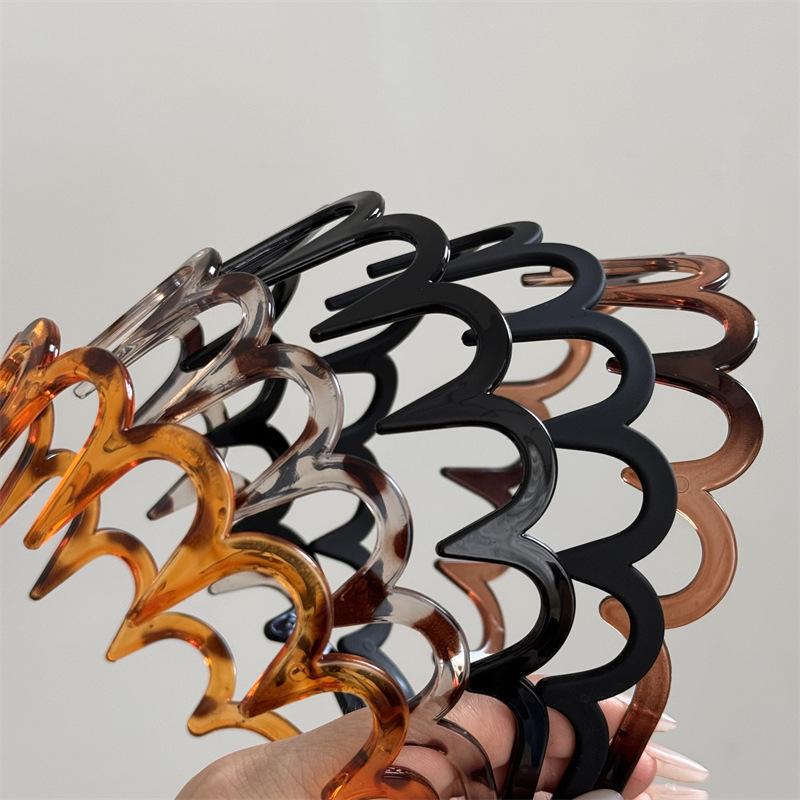 Fashion Women Girls Zig-Zag Shark Long Tooth Headband Plastic Resin Non-Slip Wave Comb Hair Hoop Headwear Diy Headpiece