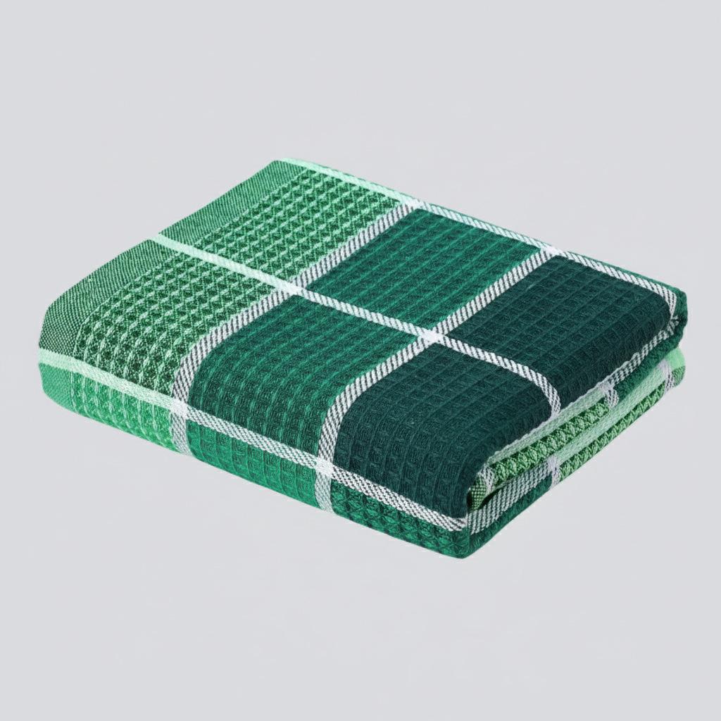 Colorful Plaid Polyester-Cotton Waffle Weave Kitchen Towel