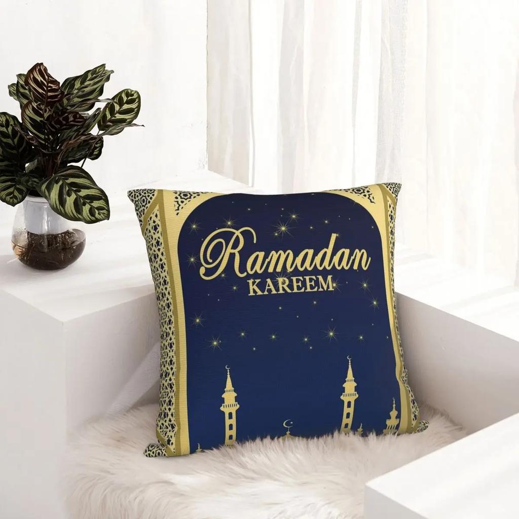 Eid Mubarak Ramadan Kareem Kissenbezug Druck Polyester Kissenbezug Dekor Überwurf Kissenbezug Bett Quadratisch 45X45cm