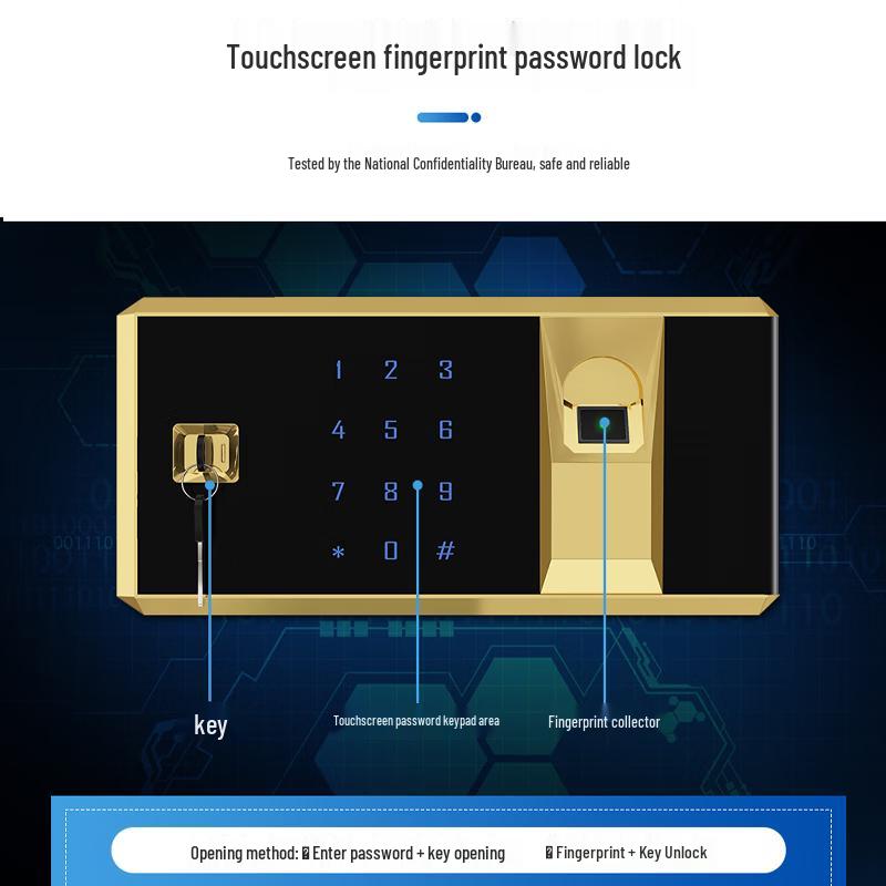 Steel Office Security Cabinet with Fingerprint Lock & Drawers