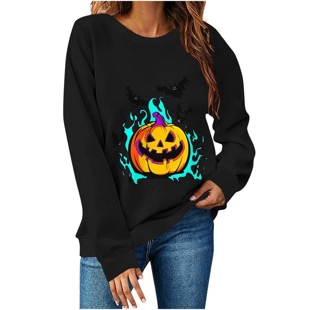 Women's Fashionable and Casual Halloween Print Pullover Hoodie