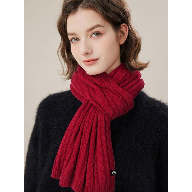 Winterschal für Damen, warm, gestrickt, dick, weich, elastisch, Schals mit verdrehter Textur, breit, lang, winddicht, Nackenschutz