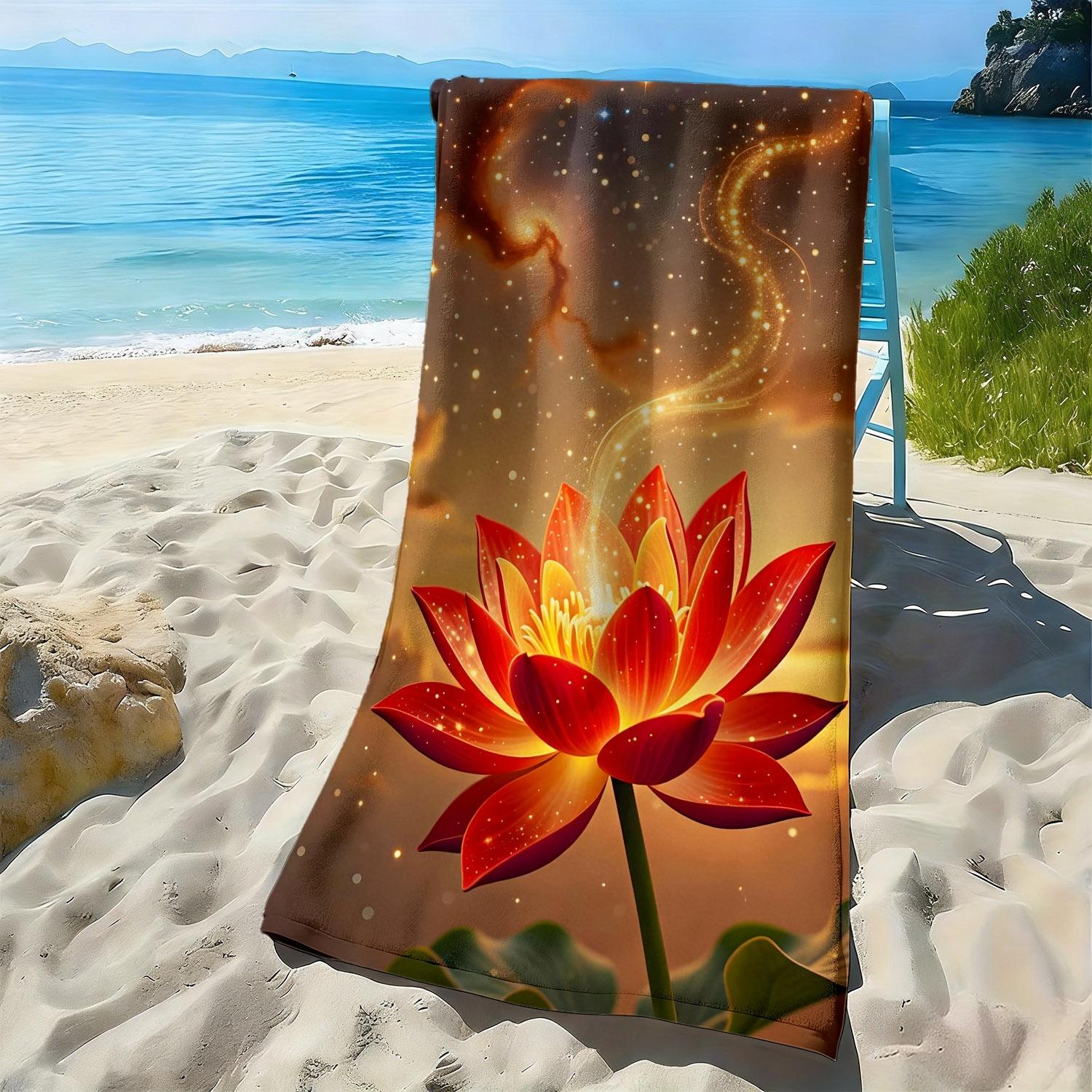 

Dreamy Lotus Style Pattern polyester microfiber beach towel is highly absorbent, suitable for swimming and beach outings W30*H60(CM)