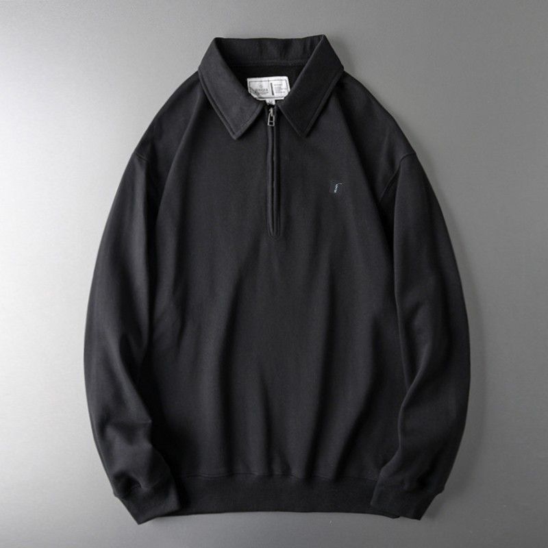 Heavy Weight Half Zipper and Lapel American Spring & Fall Coat Sweatshirt