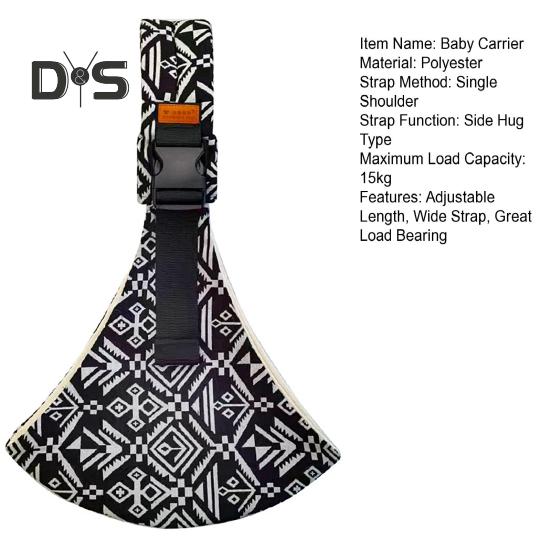 Baby Sling Carrier Great Load Bearing Adjustable Length Wide Strap Less Pressure On Shoulder Breathable Fabric Plaid Print Outdoor Walking 0-36