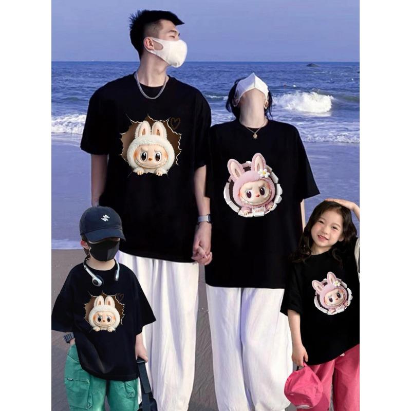 Kreslená grafika Dětské Dospělé Labubu Tištěné Tričko Léto Pánská a Dámská Móda Outdoor Dívka Tričko s Krátkým Rukávem Top Pulovr