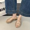 2025 summer French new twist woven open-toed Roman sandals flat versatile comfortable strap sandals