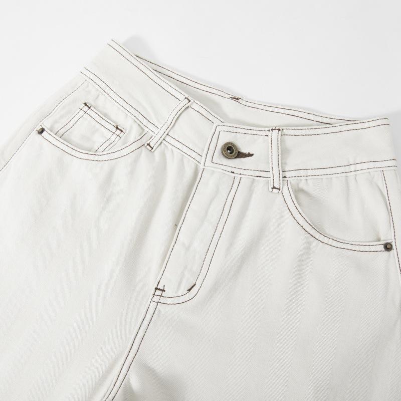 Off-White High-Waisted Wide-Leg Jeans - Spring Style, Slimming, Versatile, No Stretch