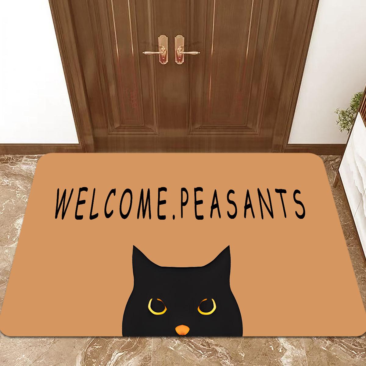 1 Non-slip Quick Dry Floor Mat - Cute Cat and Welcome Farmers Halloween Design , Indoor/Outdoor Floor Mat for Entry , Kitchen 40X60cm