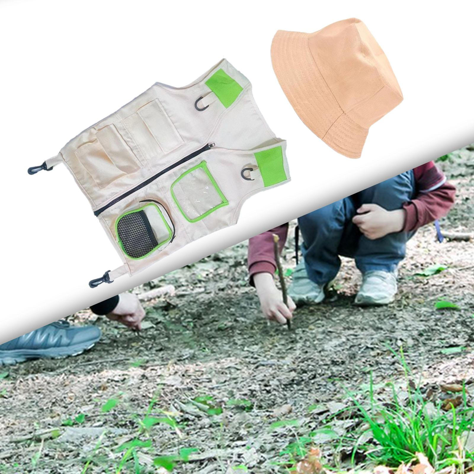 

Комплект жилета та капелюха для любителів пригод для дослідження на природі зелений