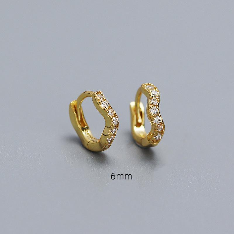 Sterling Silver Wave Ear Cuff with Diamonds - Elegant Stackable Women's Earrings