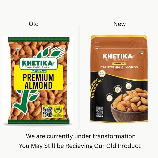 Khetika Premium Migdały Kalifornijskie 1kg | Suszone Owoce, Migdały, Badam, Badam Giri, Bogate w Błonnik, Wzmacniają Odporność, Zdrowe Pożywne Przekąski