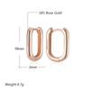 Fashion  Rose Gold Color Simple Glossy Rectangular Hoop Earrings For Women Party High Quality Daily Fine Jewelry