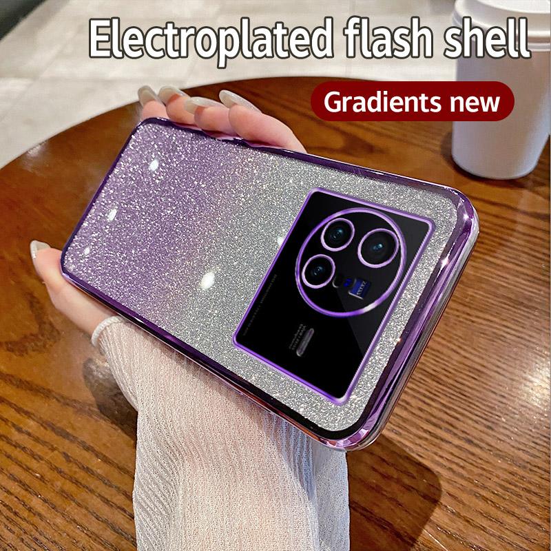 

Чехол для Vivo X80 Чехол для телефона Vivo X80 Блестящий Глиттер Гальваническое покрытие Силикон Объектив камеры Мягкая Задняя крышка vivo X80