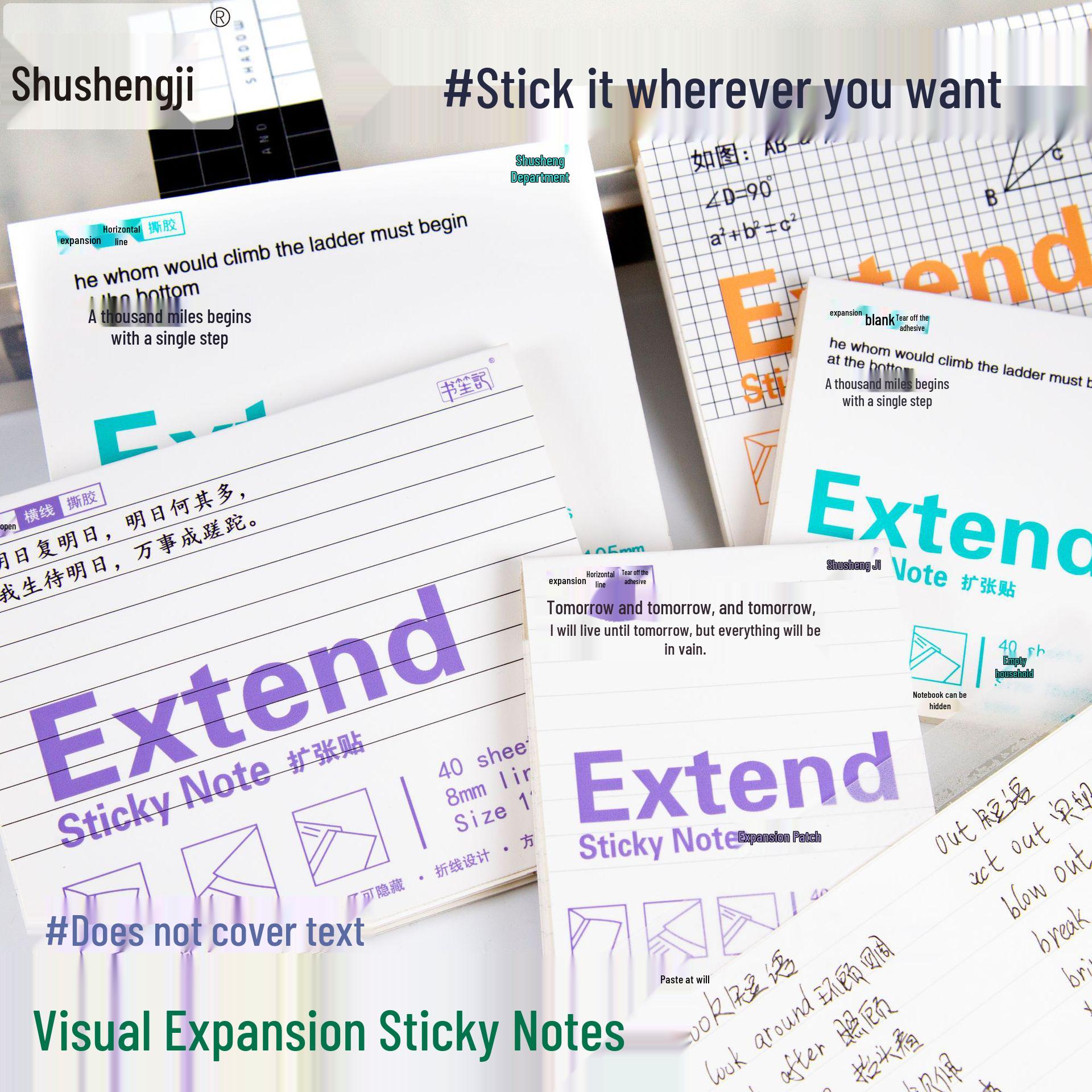 

Shushengji Transparent Tearable Adhesive Notes - Non-Blocking Memo Stickers for Students Small