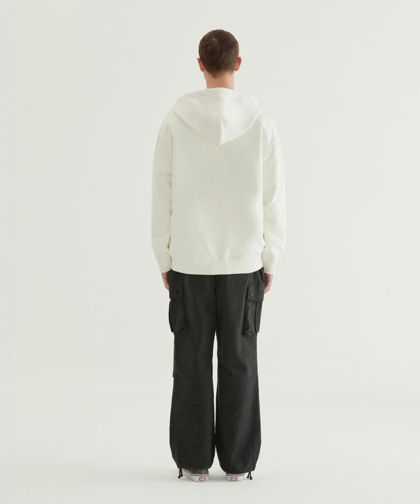 COVERNAT C Logo Zip-Up Hoodie Ivory