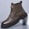 New Trend Men Ankle Boots Black Sneakers Outdoor Fashion High Top Punk Shoes for Men Casual Leather Shoes Street Motocross Boots