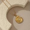 304L Stainless Steel Spiral Conch Pendant Necklace, Gold Ocean Style