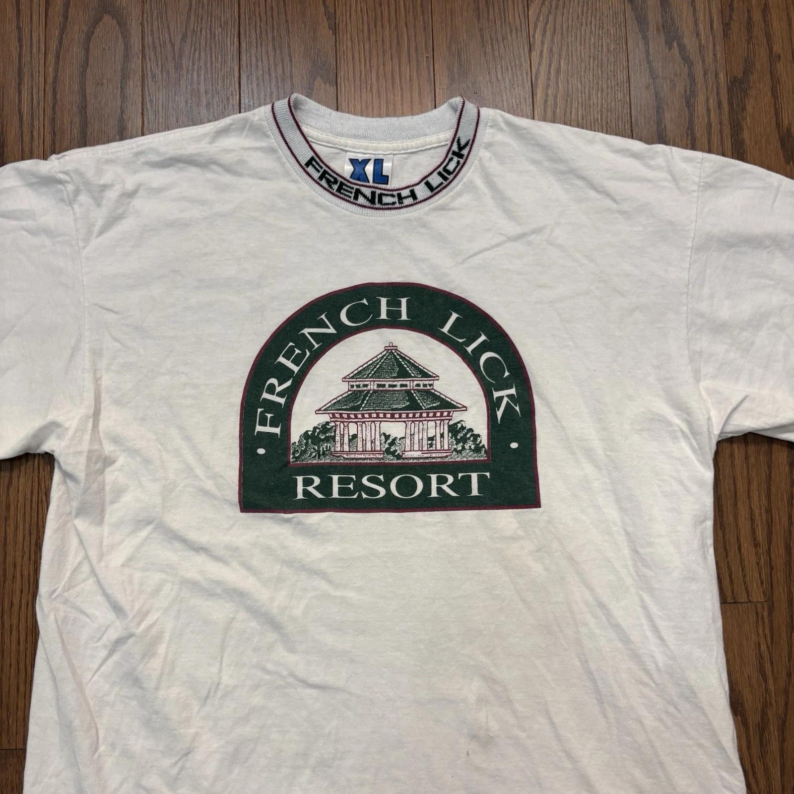 

Vintage French Lick Kentucky T Shirt Racing Travel Ringer White Tee Men’s XL Y2K XL