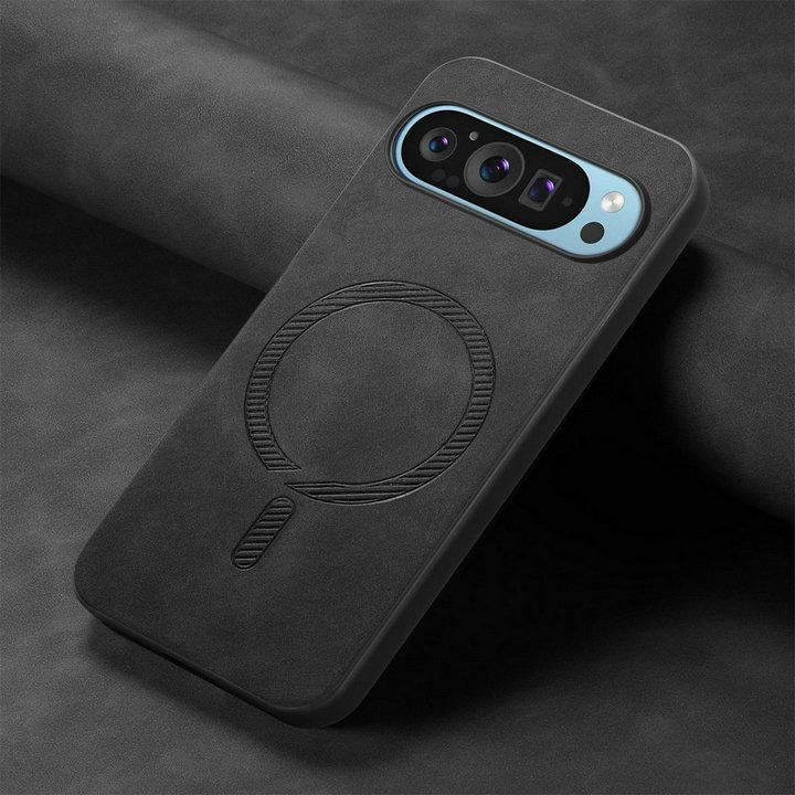 For Google Pixel 9 Pro XL 5G 2024 Magsafe Case Leather Magnet Back Panel Hard Funda Pixel 9 Cover Phone Pixel9 9Pro Shockproof