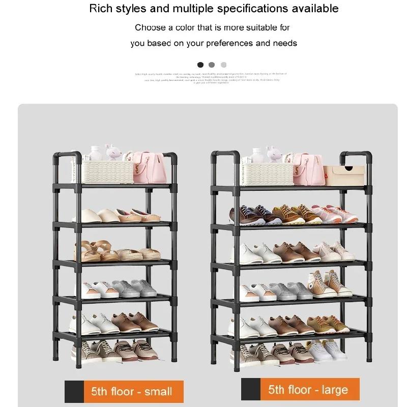 Black Elevated Shoe Rack Small  Simple Multi-layer Shoe Cabinet Home Entrance Rental Housing Dormitory Storage Rack