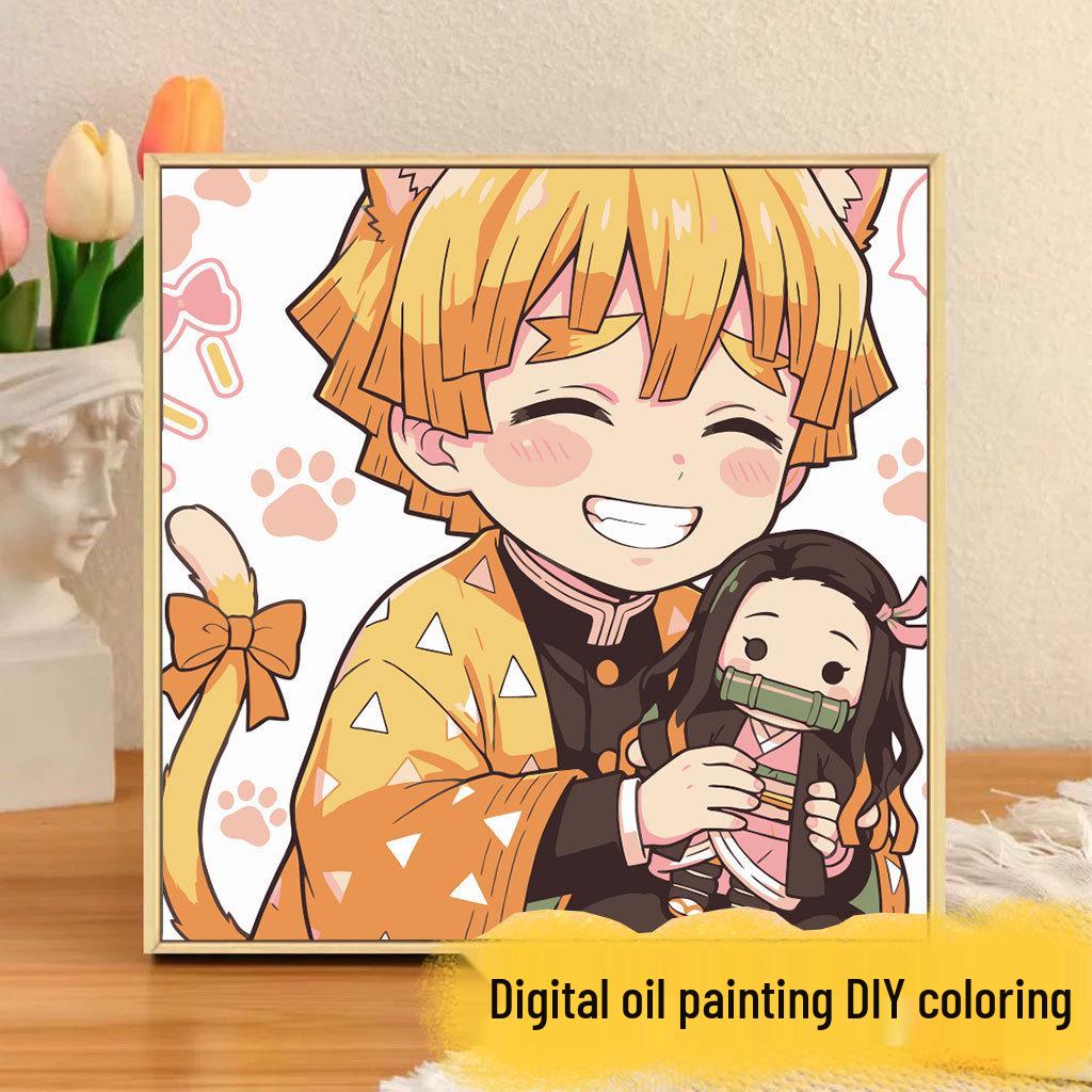 Kit Pittura ad Olio Digitale Anime Demon Slayer Fai da Te per Bambini