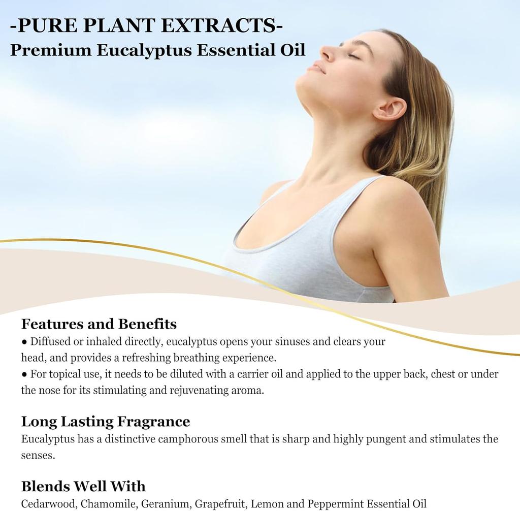 EUQEE 100% Eucalyptus Essential Oil 118ml X 2