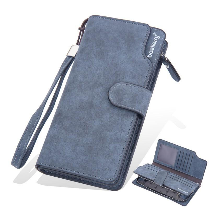New Men s Handbag Business Multi Card Zipper Retro Wallet 19X10X2 синий