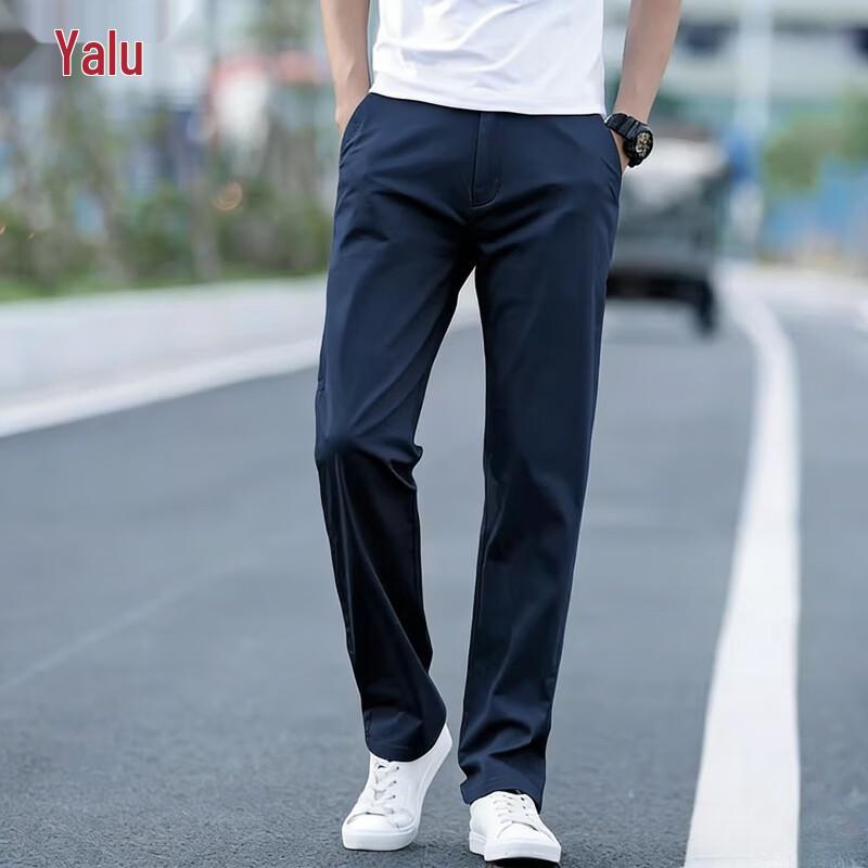 

Yalulu Men s Straight-Leg Cotton Casual Trousers 32