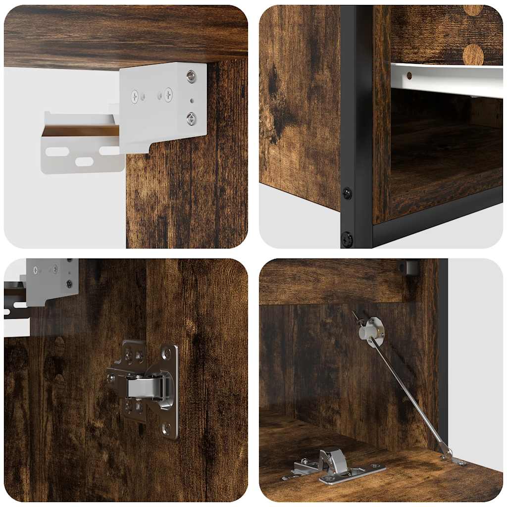 2 Piece Bathroom Furniture Set Smoked Oak Wood Based Material