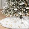 2026 White Plush Sequin Embroidered Snowflake Christmas Tree Skirt (90-122cm)
