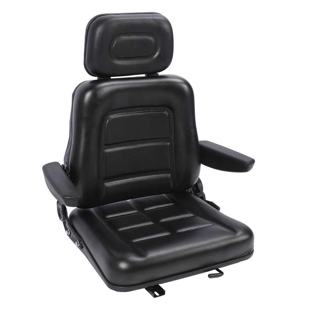 Forklift Seat with Adjustment Switch and Slide Rail 3 Level Adjustable Headrest Seat for Dumper Mower Skid Loader