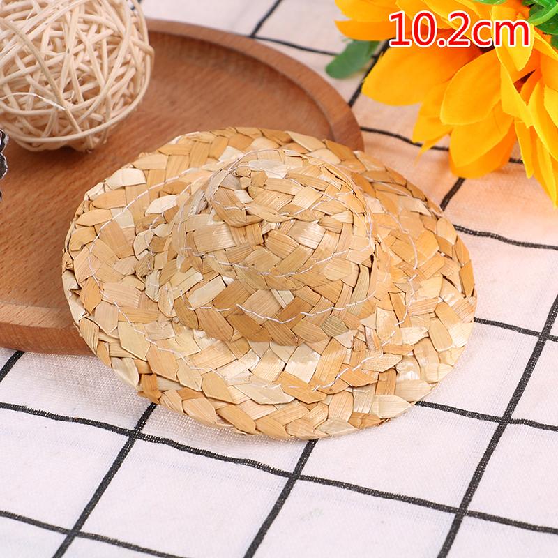 2Pcs Hand-Woven Kleine Stroh Hut Puppe Dekoration Diy Schmuck Zubehör