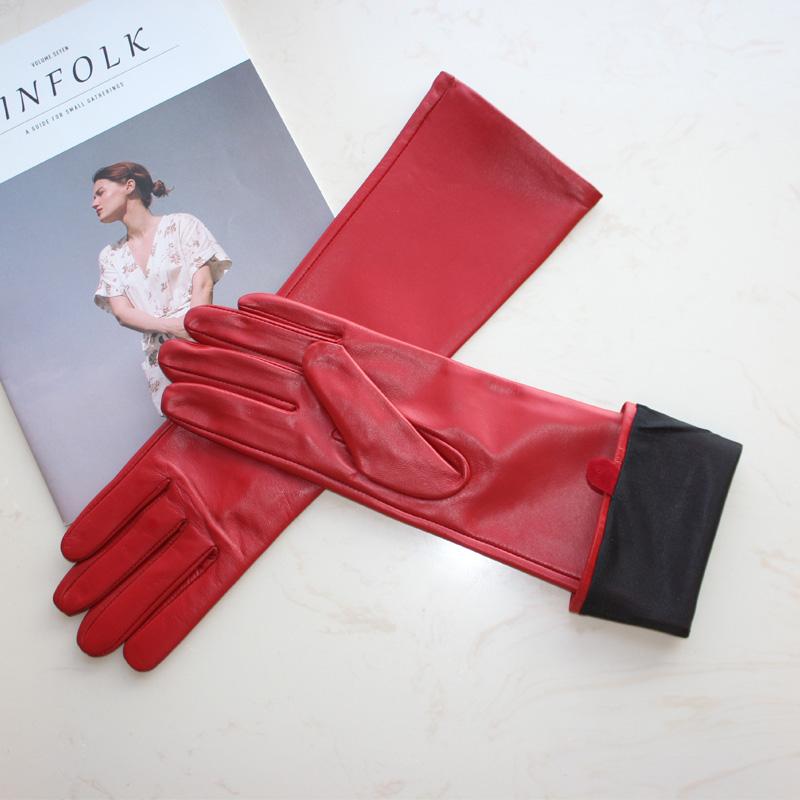 

Сенсорні нові жіночі довгі рукавички тонкі шовкові підкладкові шкіряні рукавички 8