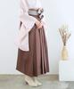 [KYOETSU] Graduation Ceremony Hakama with Lace Tie, Plain, Single Item, Women's (18. Chestnut Brown, L)