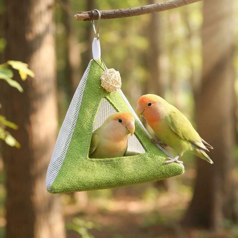 Triangular Summer Cooling Nest Breathable Net Bird Hammock Triangular Bird Hut Hiding House