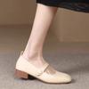 Natural Roll Mary Jane Shoes Soft Commuter Single Shoes Women Chunky Heel Soft Bottom Gentle Shoes Grandma Shoes
