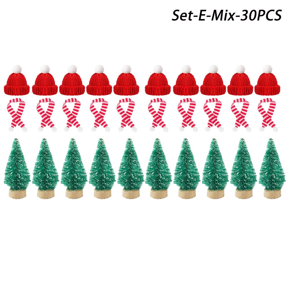 Mini Christmas Hat Mini Scarf Red Green Christmas Color Hanging Finger Hat Lollipop Bottle DIY Christmas Party Decoration