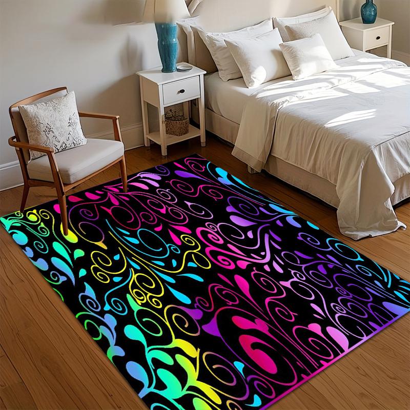 1pc Area Rug Carpet Soft Non Slip Washable Rainbow Swirl Psychedelic Floor Mat for Bedroom Living Room Kids Room Home Decor Rug