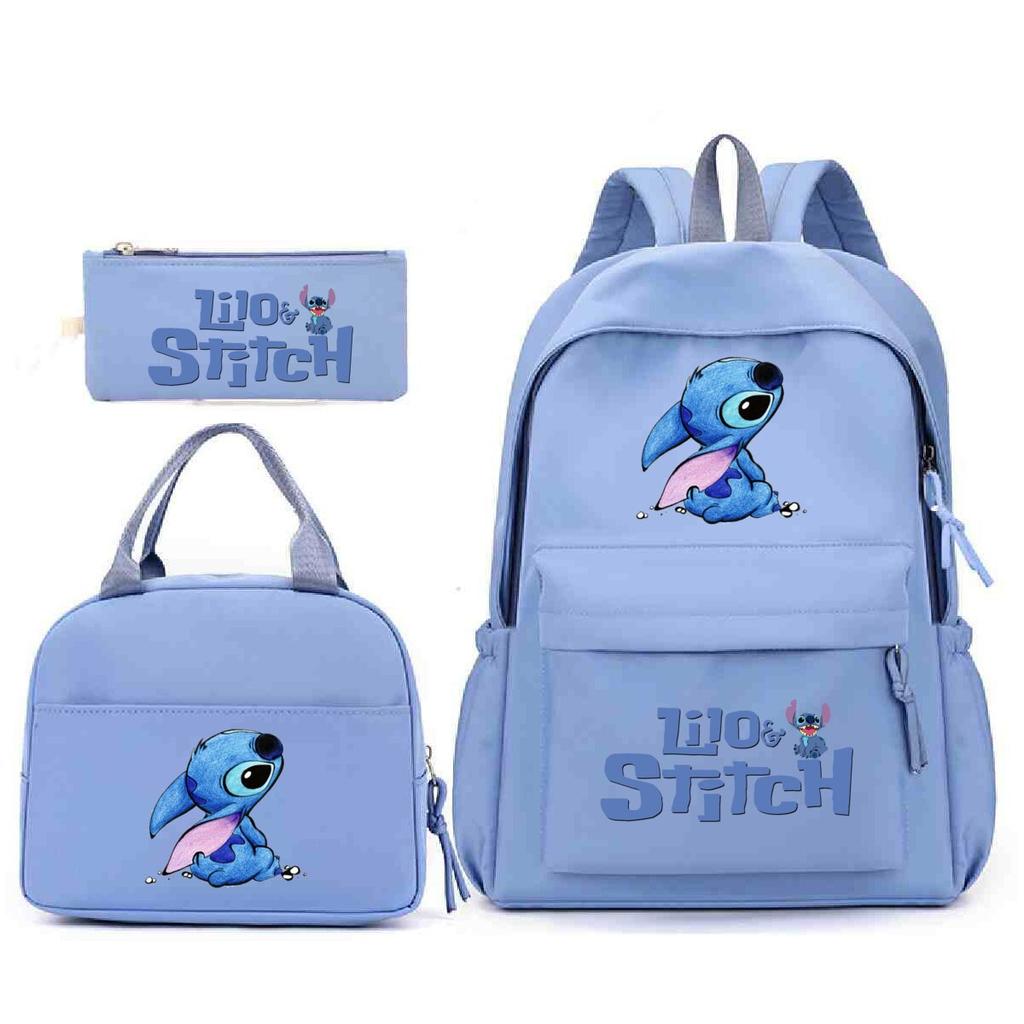 Large Capacity Schoolbag with Shoulder Strap; Student Three-piece Pencil Case Set