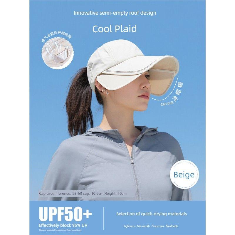 

Summer Sun Protection Hat Women s Extra-Large Widened Brim Outdoor Sports Cover Full Face Visor Peaked Cap Ponytail Sun Hat Beige [main picture]] Standard