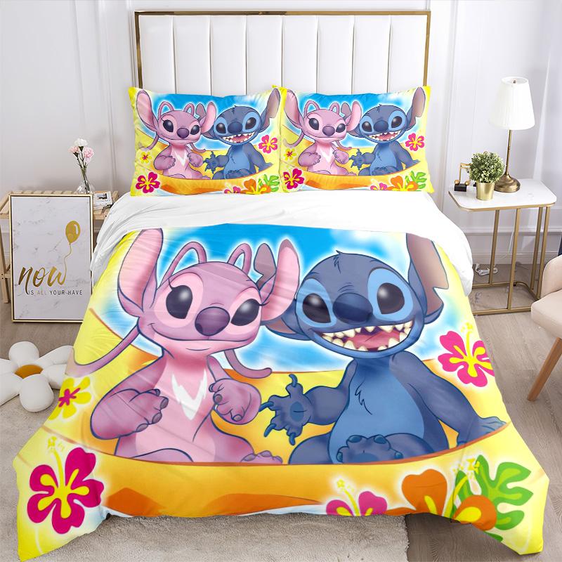 Lilo Stitch Adventure Print 3Pcs Bedding Setduvet Cover With 2 Bedropillowcase Home Birthday Gift