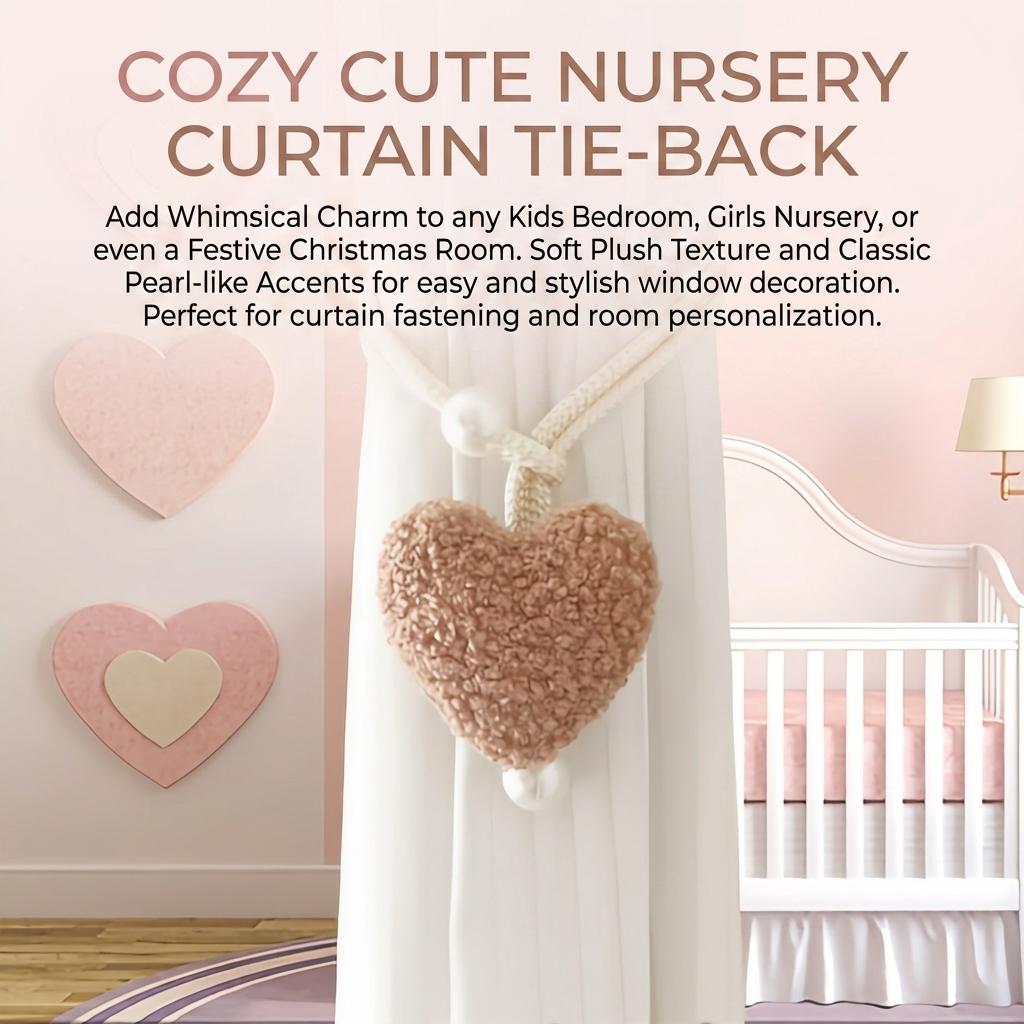 Curtain Tie Backs With Heart Shape And Pearl Pendant For Kids Room Decoration