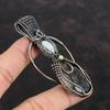 Faceted Black Rutile Gemstone Pendant Copper Wire Wrapped Pendant Rainbow Moonstone Pendant Gifts For Mother Copper Jewelry Handmade Pendant