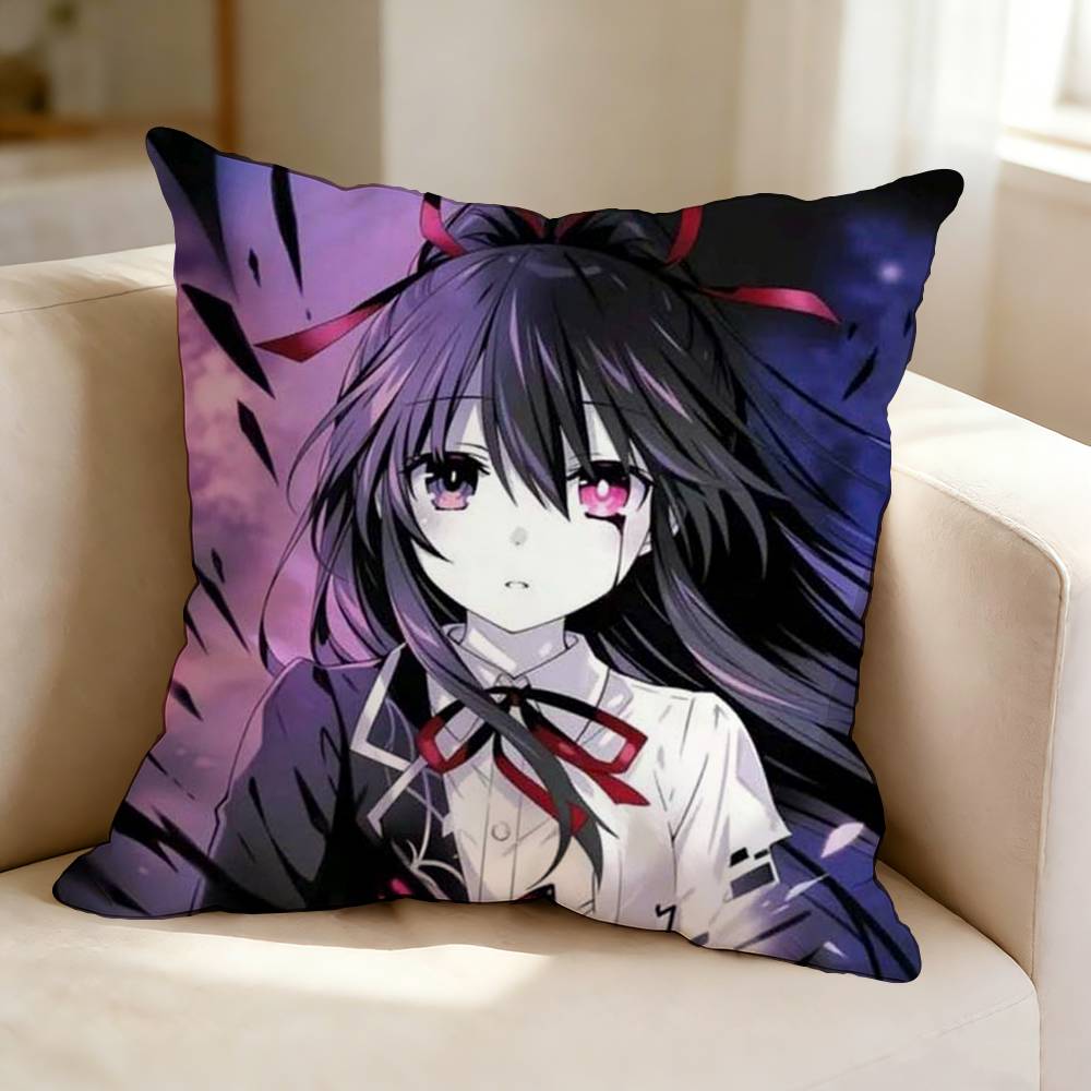 DDate A Live Cool YYatogami Tohka Square DoubleSided printed Pillow Case Bedroom Bedside Pillow Sofa Cushion Cover