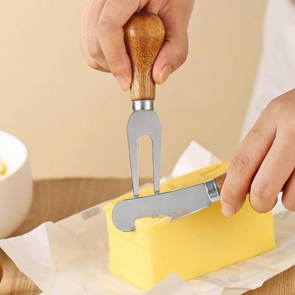 

Stainless Steel & Wood Butter Knife 3-Piece Set (Butter knife, (Blade) Knife, and even a Fork)
