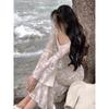 Spring Summer Elegant Mermaid Long Dress Fashion Slim Flare Sleeve Wedding Runway Party Lace Vestidos Women Vintage Clothing