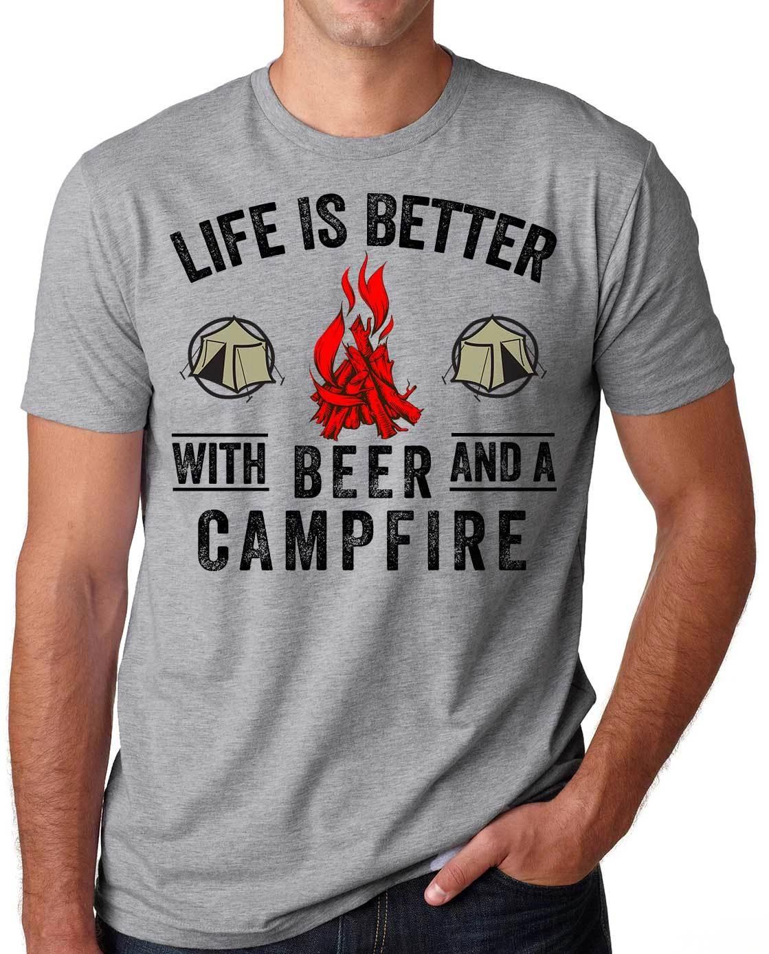 Beer Campfire T-T-shirt Camping Camp Tee T-shirt Fishing Hunting Summer Tee XL