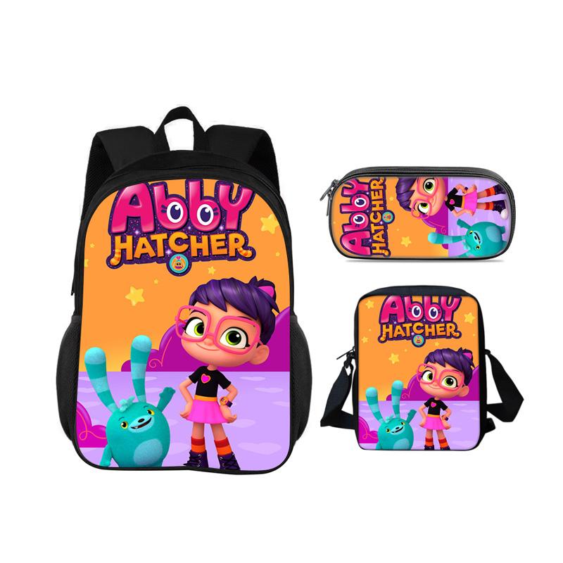 Abby Hatcher Rucksack Federmäppchen Umhängetasche 3-teiliges Set neuer Cartoon-Druck, bestes Geburtstagsgeschenk für Jungen und Mädchen, die zur Schule gehen