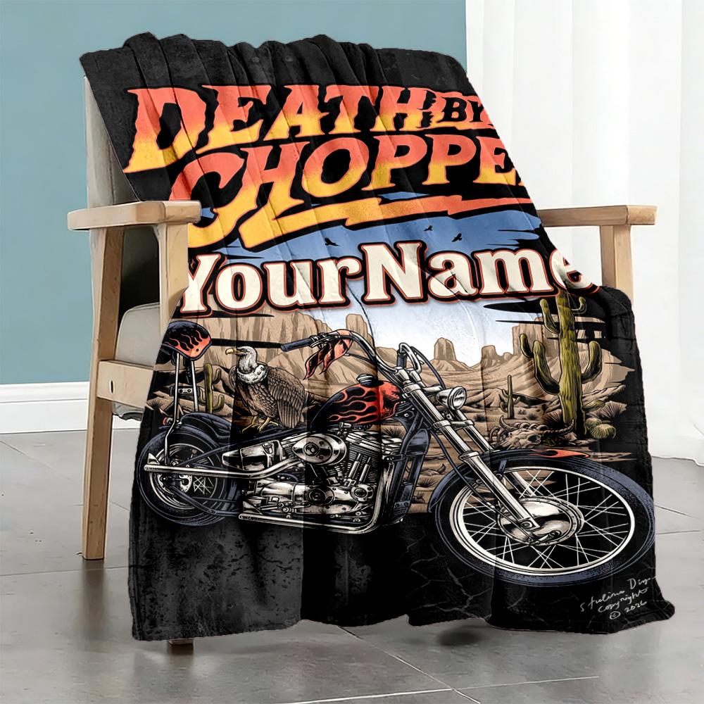 Harley-davidson Motorcycles Customize Your Name Blanket Lightweight Customizable Blanket Soft Warm Cozy Versatile for Nap Living Room Seaside Bedding